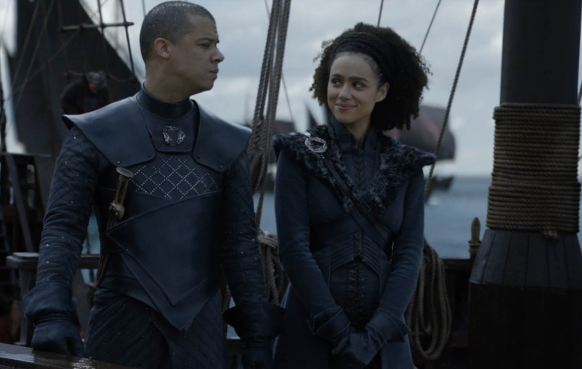 Jacob Anderson and Nathalie Emmanuel as Grey Worm and Missandei on 'Game of Thrones'