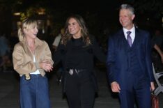 Kelli Giddish, Mariska Hargitay, Peter Scanavino filming 'Law & Order: SVU' Season 27