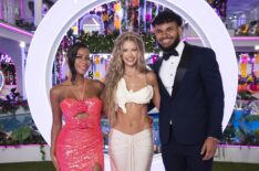 Amaya Espinal, Ariana Madix, Bryan Arenales during the 'Love Island USA' Season 7 finale