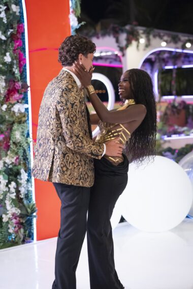 Nicolas “Nic” Vansteenberghe, Olandria Carthen during the 'Love Island USA' Season 7 finale