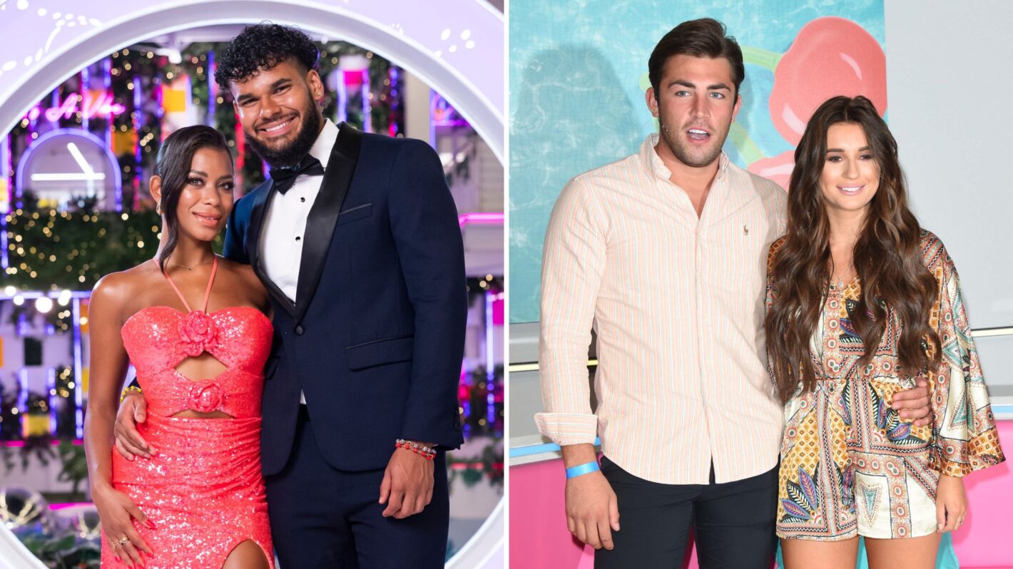 Amaya Espinal and Bryan Arenales of 'Love Island USA' Season 7;Jack Fincham and Dani Dyer during the 'Love Island Live' photocall at ICC Auditorium on August 10, 2018 in London, England.