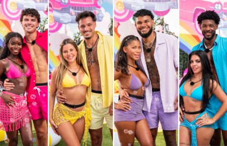 Olandria Carthen, Nicolas “Nic” Vansteenberghe, Iris Kendall, Jose “Pepe” Garcia-Gonzalez, Amaya Espinal, Bryan Arenales, Huda Mustafa, Chris Seeley in 'Love Island USA' Season 7