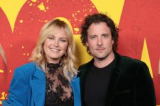 Malin Akerman and Jack Donnelly attend the Los Angeles Premiere Of Paramount Pictures' 'Novocaine' at Paramount Theatre on March 10, 2025 in Los Angeles, California.