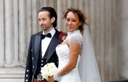 Rory McPhee and Mel B depart following their wedding in the OBE (Order of the British Empire) Chapel at St Paul's Cathedral on July 5, 2025 in London, England.