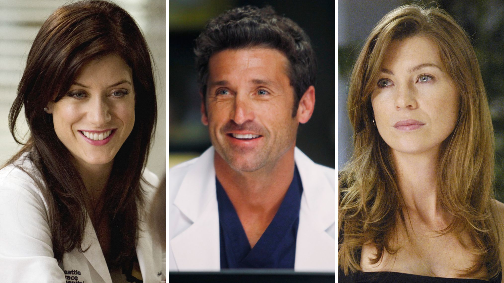 Kate Walsh as Addison; Patrick Dempsey as Derek; Ellen Pompeo as Meredith on 'Grey's Anatomy'