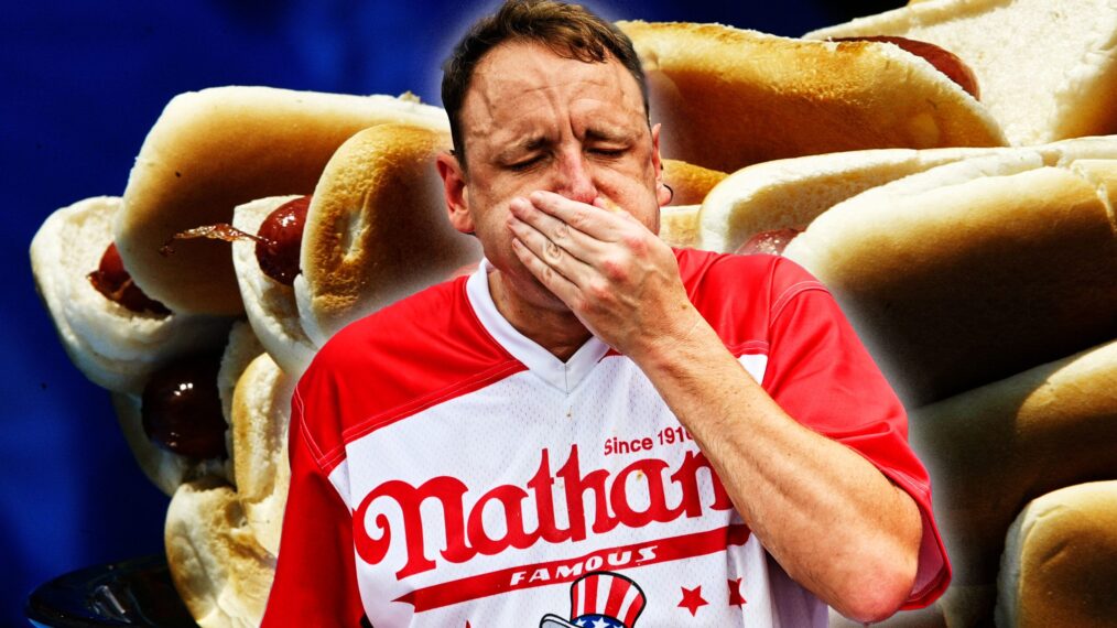 Joey Chestnut Hot Dog eating composite image