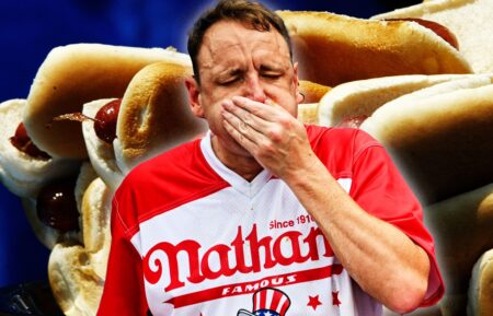 Joey Chestnut Hot Dog eating composite image