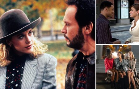 Meg Ryan and Billy Crystal in 'When Harry Met Sally'; Will Smith and Eva Mendes in Hitch; DeWanda Wise, Gina Rodriguez, and Brittany Snow in 'Someone Great'