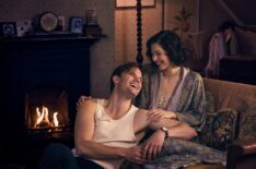Jeremy Irvine and Hermione Corfield in 'Outlander: Blood of My Blood' Season 1
