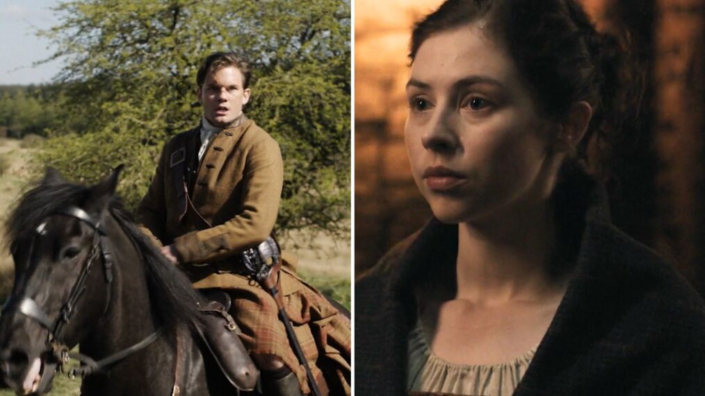 Jeremy Irvine and Hermione Corfield as Henry and Julia Beachamp, Claire's parents in 'Outlander: Blood of My Blood' Season 1
