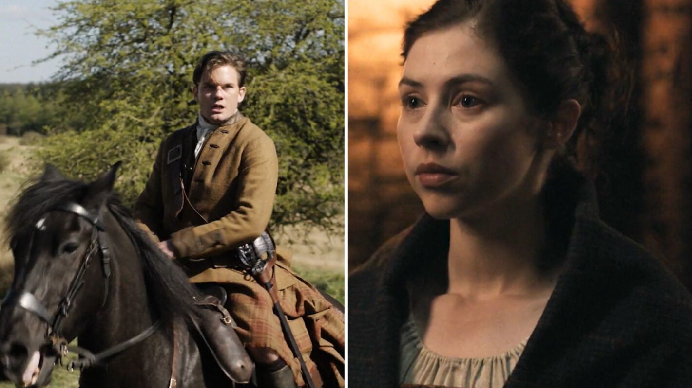 Jeremy Irvine and Hermione Corfield as Henry and Julia Beachamp, Claire's parents in 'Outlander: Blood of My Blood' Season 1