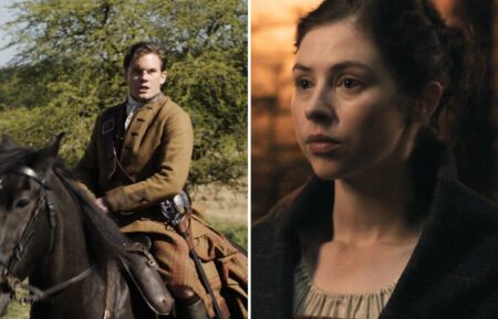 Jeremy Irvine and Hermione Corfield as Henry and Julia Beachamp, Claire's parents in 'Outlander: Blood of My Blood' Season 1