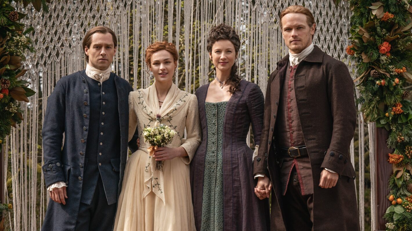 Richard Rankin, Sophie Skelton, Caitriona Balfe, and Sam Heughan in 'Outlander'