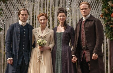 Richard Rankin, Sophie Skelton, Caitriona Balfe, and Sam Heughan in 'Outlander'
