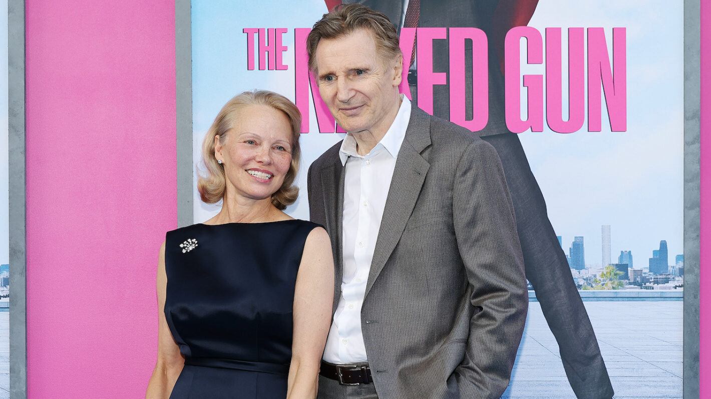 Pamela Anderson and Liam Neeson attend 