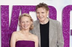 Pamela Anderson and Liam Neeson attend 'The Naked Gun' UK Premiere at Cineworld Leicester Square on July 22, 2025 in London, England.