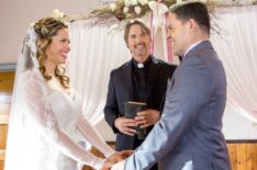 Pascale Hutton, Mark Humphrey, Kavan Smith as Rosemary, Frank and Lee in 'When Calls the Heart' Season 3