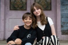 Levi Chrisopulous and Olive Abercrombie on set of 'Percy Jackson and the Olympians' Season 3