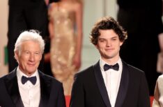 Alejandra Silva, Richard Gere, Homer James Jigme Gere and Uma Thurman attend the 'Oh, Canada' Red Carpet at the 77th annual Cannes Film Festival at Palais des Festivals on May 17, 2024 in Cannes, France.