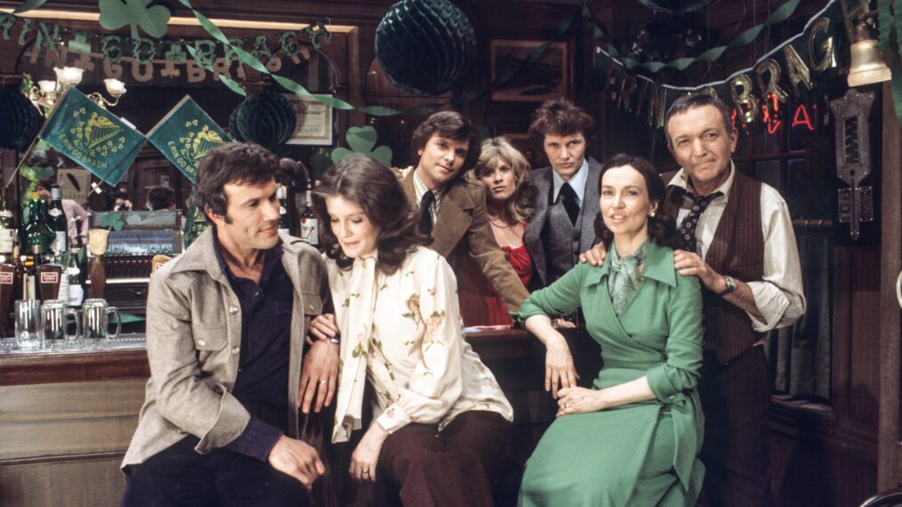 RYAN'S HOPE - Show Coverage - Shoot Date: March 4, 1977. L-R: MICHAEL LEVIN;KATE MULGREW;MALCOLM GROOME;ILENE KRISTEN;ANDREW ROBINSON;HELEN GALLAGHER;BERNARD BARROW