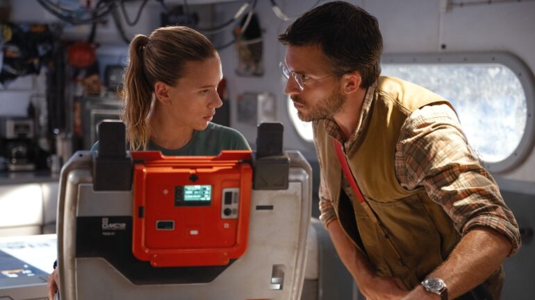 Scarlett Johansson, Jonathan Bailey as Zora and Henry in 'Jurassic World Rebirth'