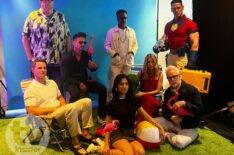 Peacemaker cast Freddie Stroma, Steve Agee, Frank Grillo, Sol Rodriguez, Tim Meadows, Jennifer Holland, James Gunn, and John Cena
