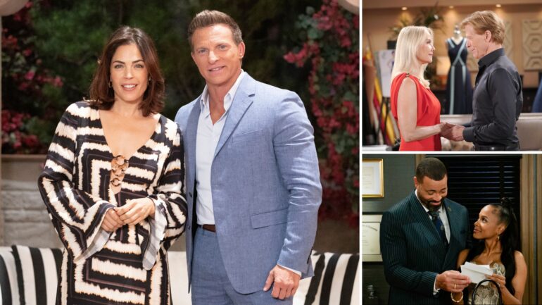 Kelly Thiebaud and Steve Burton on 'General Hospital'; Katherine Kelly Lang and Jack Wagner on 'The Bold and the Beautiful'; Timon Kyle Durrett and Marquita Goings on 'Beyond the Gates'