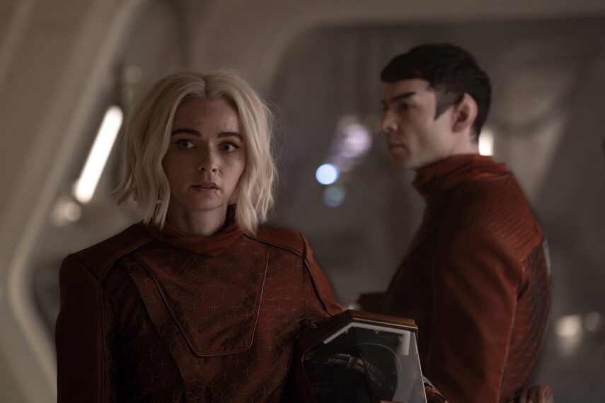 Jess Bush as Chapel and Ethan Peck as Spock — 'Star Trek: Strange New Worlds' Season 3 Episode 1