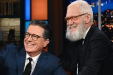 Stephen Colbert and David Letterman on 'The Late Show'
