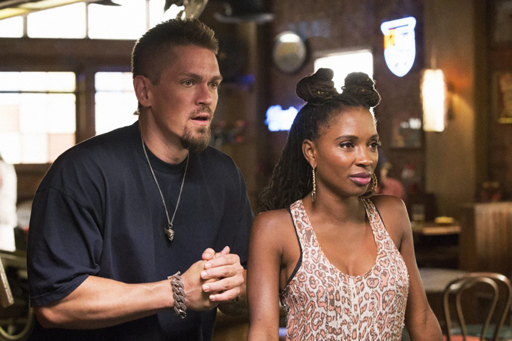 Steve Howey, Shanola Hampton as Kev and Viv in 'Shameless' Season 7