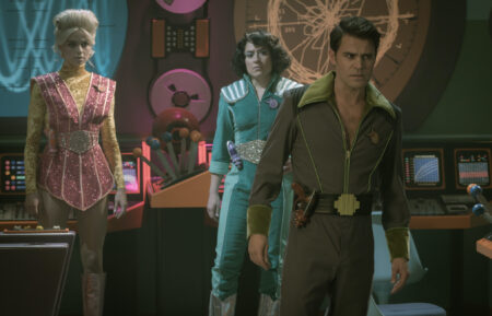 Jess Bush as Chapel, Melissa Navia as Erica Ortegas and Paul Wesley as Kirk — 'Star Trek: Strange New Worlds' Season 3 Episode 4 
