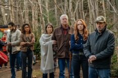 Reid Price as Rob, Lindura as Sydney, Andrea Menard as Edna, Tom Jackson as Frank, Morgan Kohan as Maggie and Scott Patterson as Sully in 'Sullivan's Crossing' Season 3