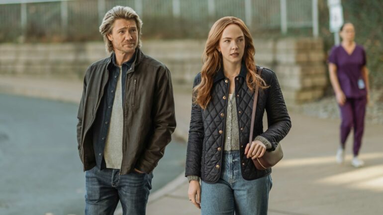 Chad Michael Murray as Cal and Morgan Kohan as Maggie in 'Sullivan's Crossing' Season 3 Episode 9