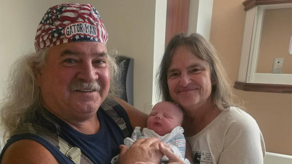 'Swamp People' star Bruce Mitchell with wife Janet and newborn grandchild Ethan