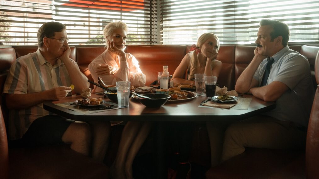 Jeremy Swift, Hannah Waddingham, Juno Temple, and Jason Sudeikis in 'Ted Lasso' Season 4