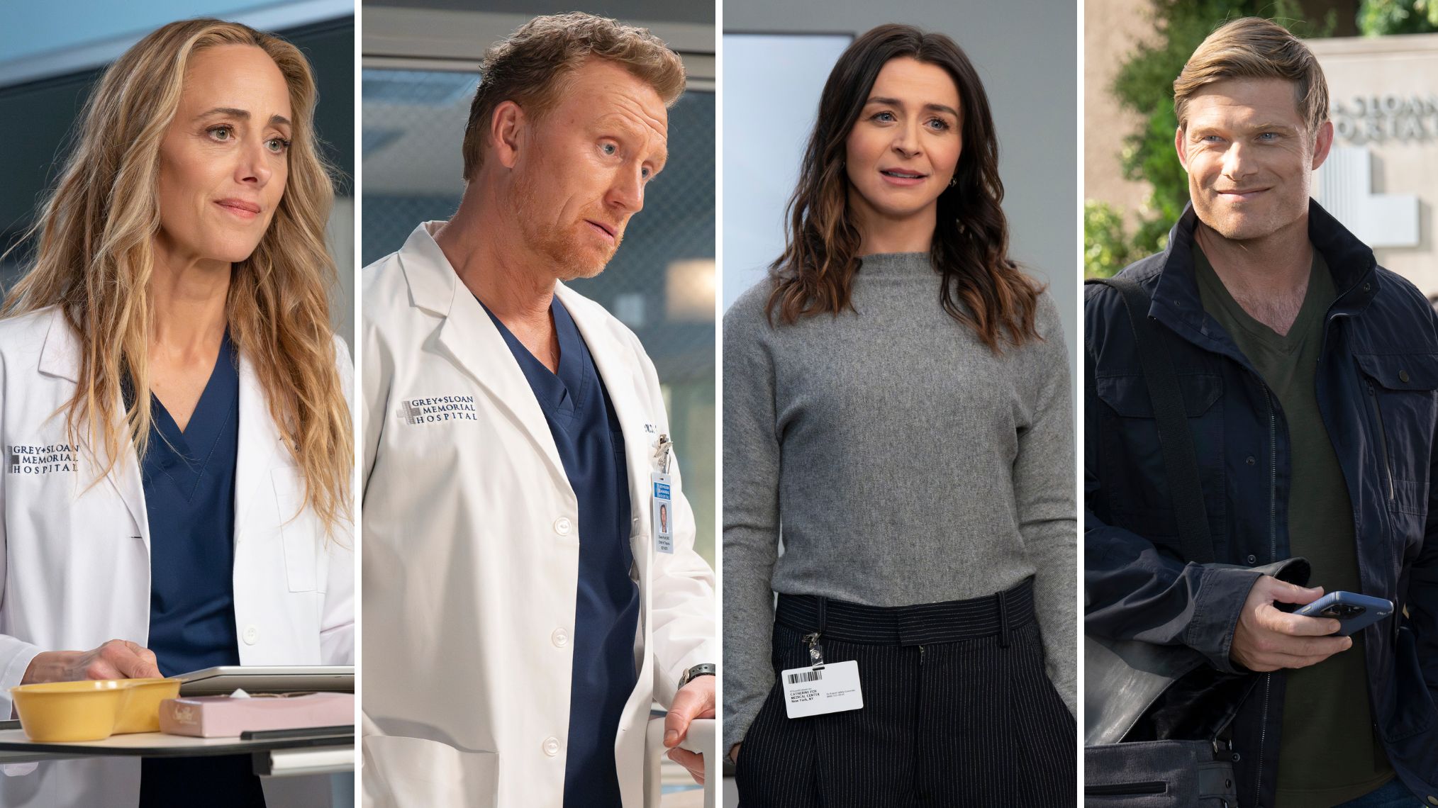 Kim Raver as Teddy, Kevin McKidd as Owen, Caterina Scorsone as Amelia, and Chris Carmack as Link on 'Grey's Anatomy'