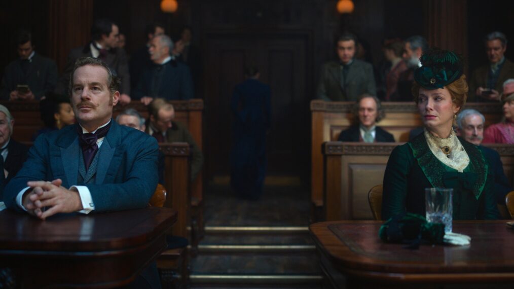 Adam James and Christina Hendricks in 'The Buccaneers' Season 2