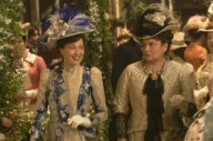Carrie Coon as Bertha Russell and Merritt Wever as Monica O'Brien in 'The Gilded Age' Season 3 Episode 4
