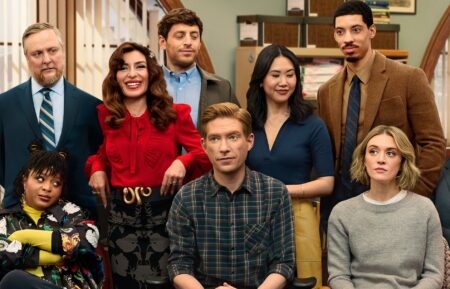 Tim Key, Gbemisola Ikumelo, Sabrina Impacciatore, Alex Edelman, Domhnall Gleeson, Ramona Young, Melvin Gregg, Chelsea Frei, and Oscar Nunez for 'The Paper'