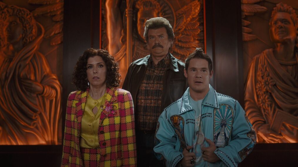 Edi Patterson, Danny McBride, and Adam DeVine in 'The Righteous Gemstones'