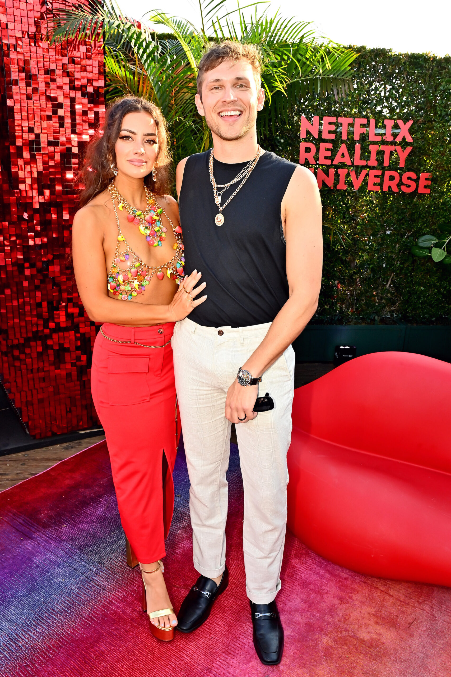 Roxanne Kaiser and Antonio Mattei attend Netflix Summer Break at Santa Monica Pier on July 17, 2025 in Santa Monica, California.