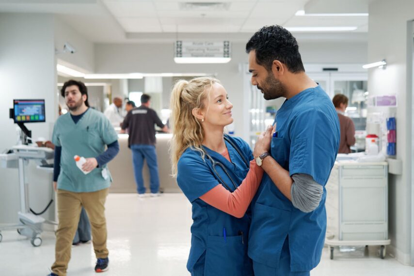 Laurence Leboeuf as Dr. Magalie Leblanc, Hamza Haq as Dr. Bashir Hamed — 'Transplant' Season 4 Episode 8 "All I Have Is How I Feel"
