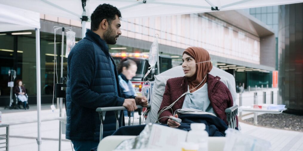 Hamza Haq as Dr. Bashir Hamed, Christine Sahely as Madiha — 'Transplant' Series Finale 