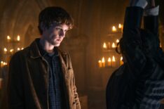 Hunter Doohan as Tyler Galpin, Jenna Ortega as Wednesday Addams in episode 108 of Wednesday