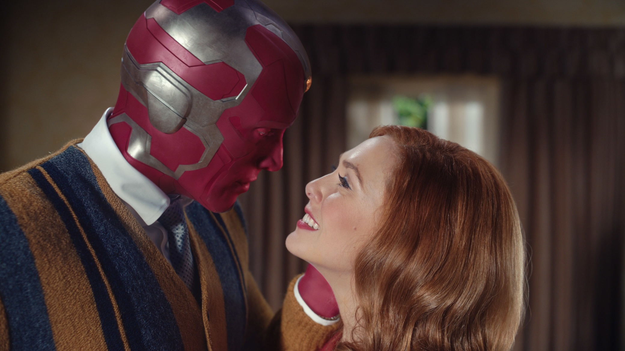 Vision (Paul Bettany) and Wanda (Elizabeth Olsen) in 'Wandavision.'