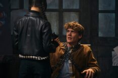 Jenna Ortega as Wednesday Addams, Hunter Doohan as Tyler Galpin in episode 108 of Wednesday.