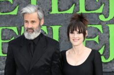 Winona Ryder and Scott Mackinlay Hahn attend the UK Premiere of 'Beetlejuice Beetlejuice' at Cineworld Leicester Square on August 29, 2024 in London, England.