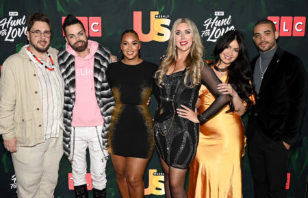 Colt Johnson, Tim Malcolm, Chantel Everett, Cortney Reardanz, Tiffany Franco and Rob Warne attend as Us Weekly Presents 90 Days Hunt For Love at Gitano on May 19, 2025 in New York City.