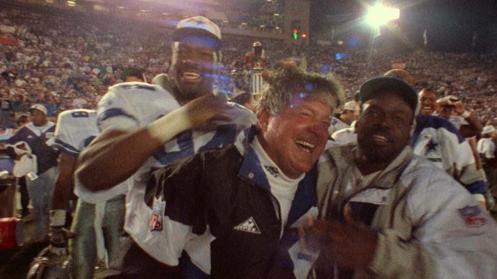 Charles Haley, Jimmy Johnson, and Emmitt Smith in 'America’s Team: The Gambler and His Cowboys'