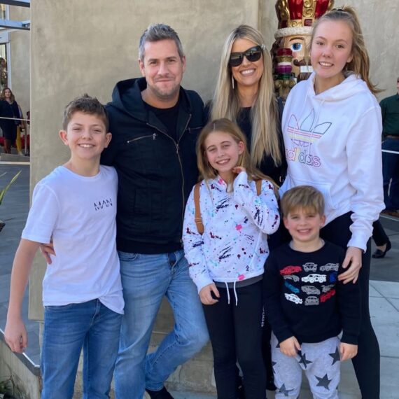 Ant Anstead and Christina Haack with kids Archie, Taylor, Brayden, and Amelie via Instagram, December 2019.